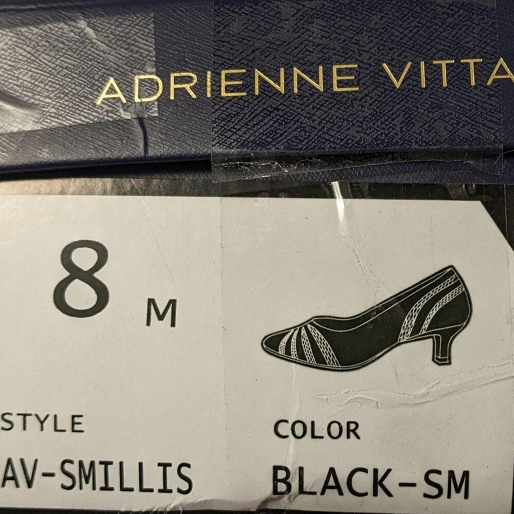 Adrienne Vittadini Women's Black Leather Mesh Pointed-Toe Heels - Picture 7 of 7